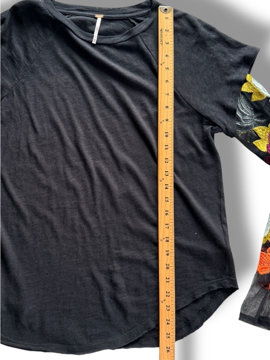 FREE PEOPLE Take Me Away Twofer Embroidered Mesh Sleeve Black Size Medium - Picture 8 of 9